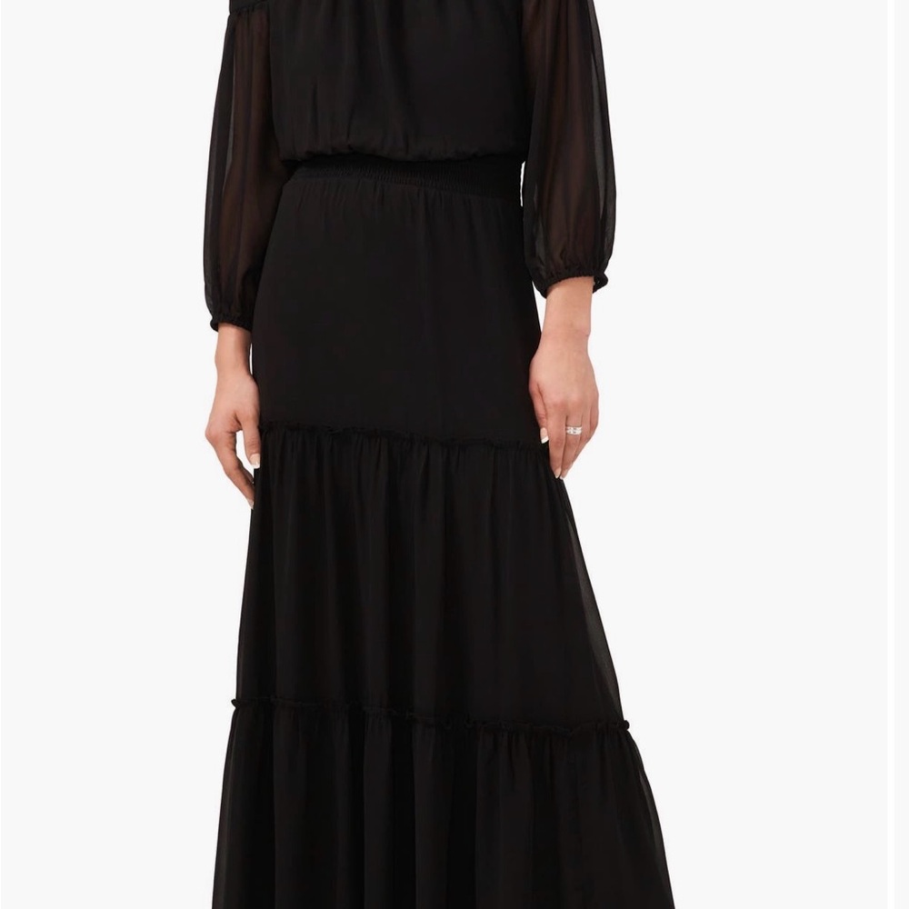 Women's Black Tiered Long Dress - Elegant Evening Maxi